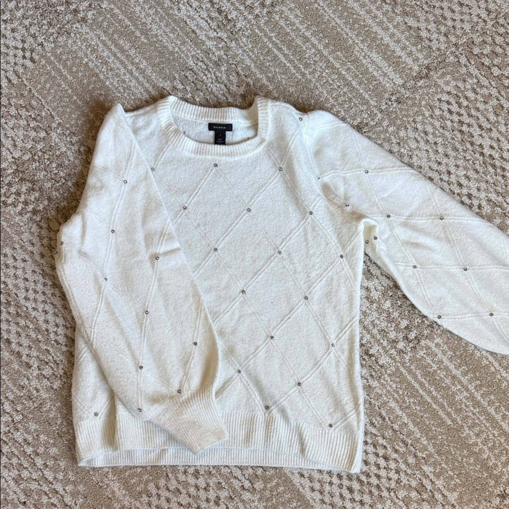 Halogen White Crew Neck Sweater